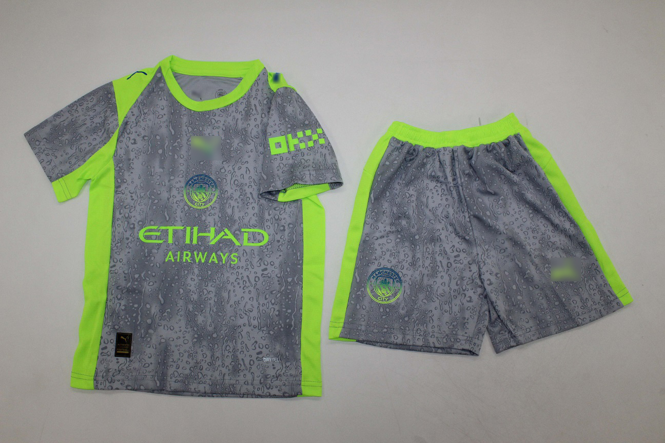 Kids-Manchester City 25/26 Third Grey Soccer Jersey